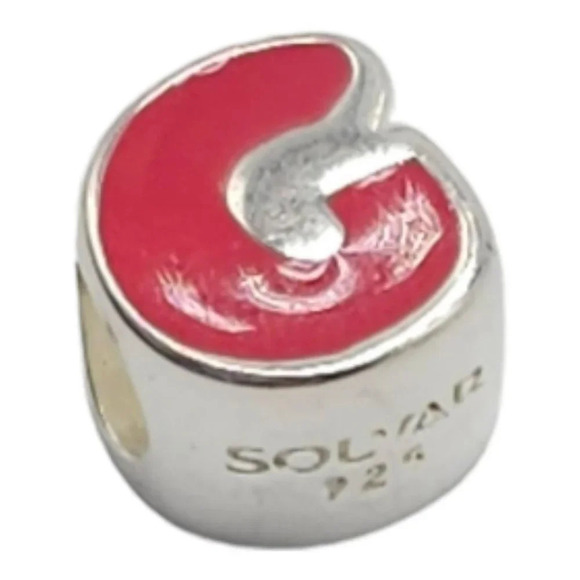 Solvar Sterling Silver Red Enamel Initial G Slide Charm Kids New Old Stock - Picture 1 of 4